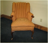 upholstered chair, channel back upholstery, reupholstery